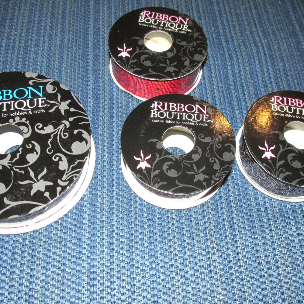 Bundle of 4 Valentine Ribbons on Spools New